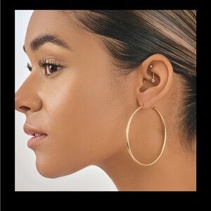 NWT! STERLING FOREVER GOLD HOOP EARRINGS